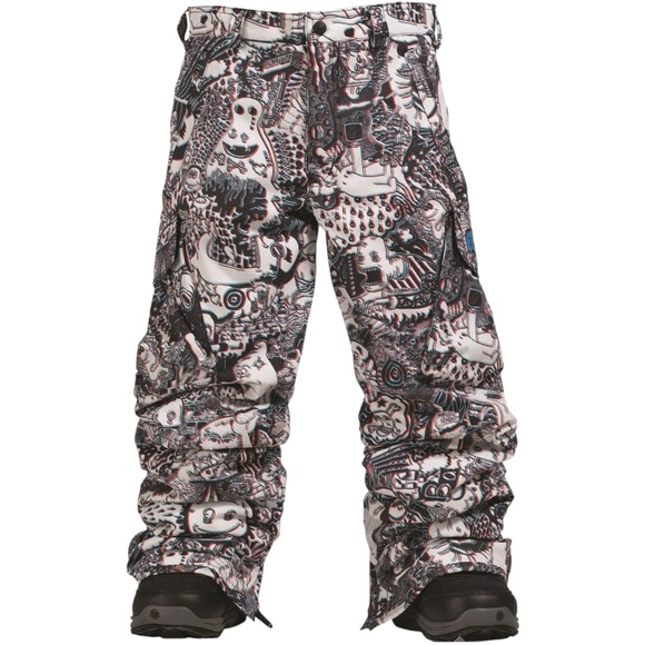 Burton Dry Ride All Access Graphic Graffiti Cargo Snowboarding Ski Pants Gray - Picture 2 of 15